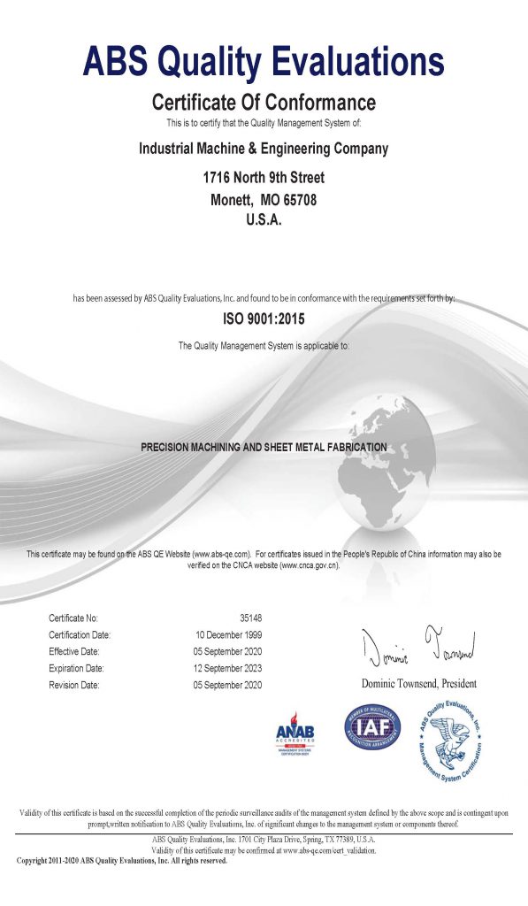 IMEC ISO Certificate